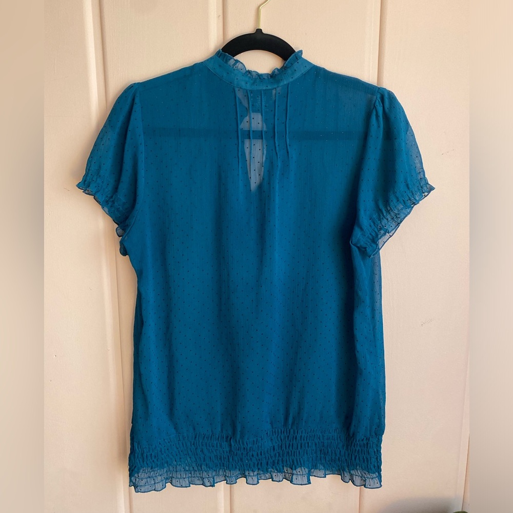 Vanity Teal Ruffle Blouse - Picture 3 of 4